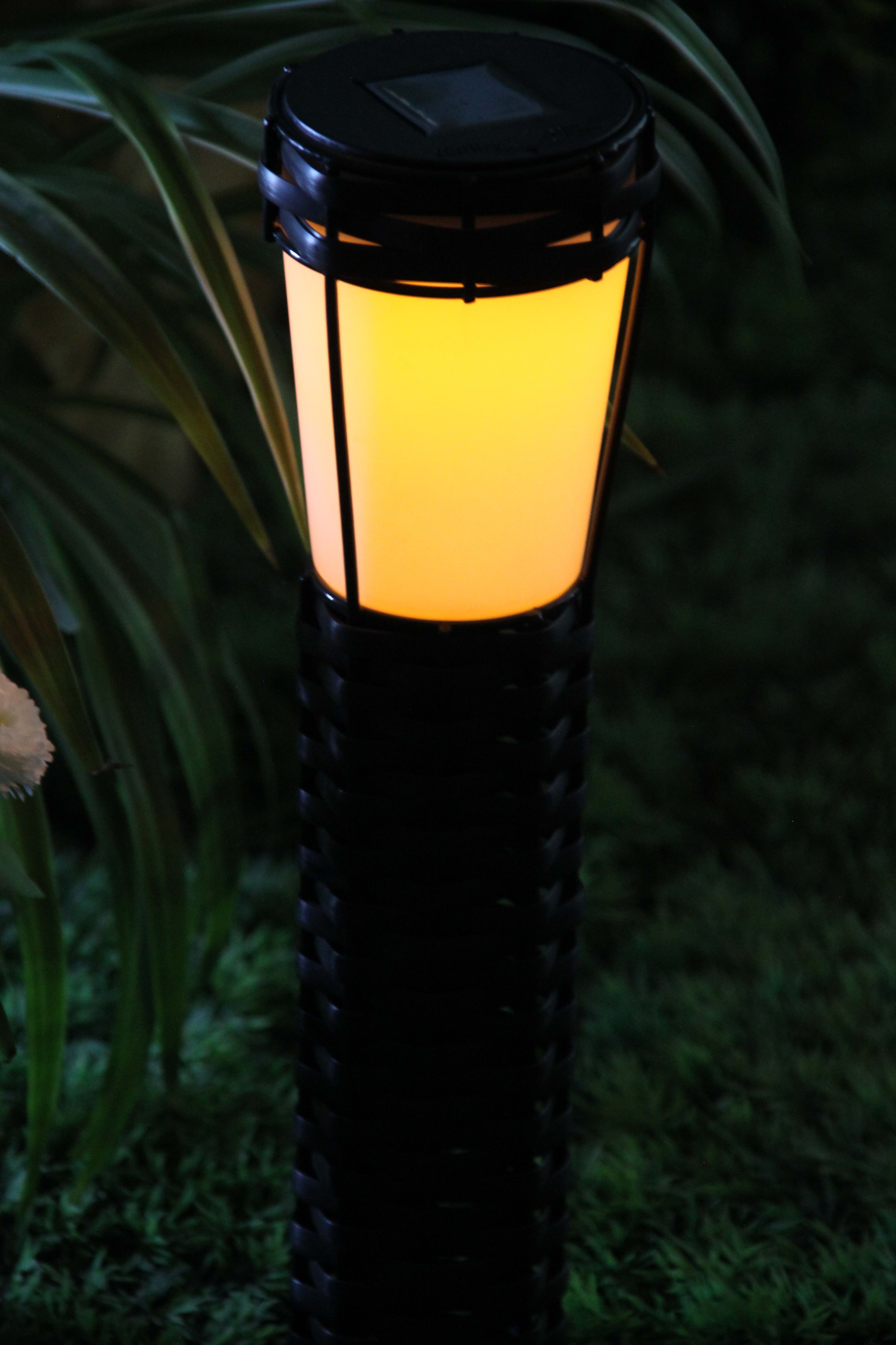 Solar Rattan Bollard Round-Solar LED Garden Decorative Lights Outdoor