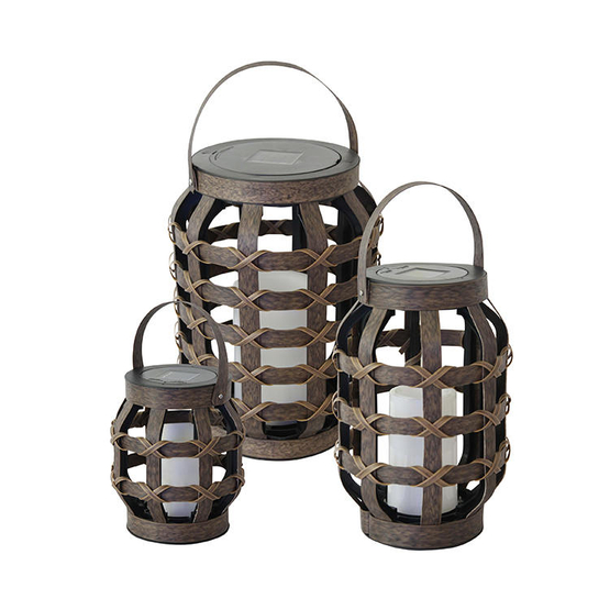 Solar Outdoor Powered Rattan Lantern Column Shaped (Large Size) with ...