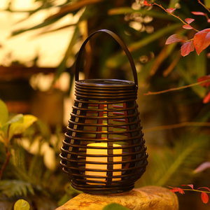 Solar Outdoor Antique Tall Rattan Lantern (small Size)-led Garden Decorative Lantern 